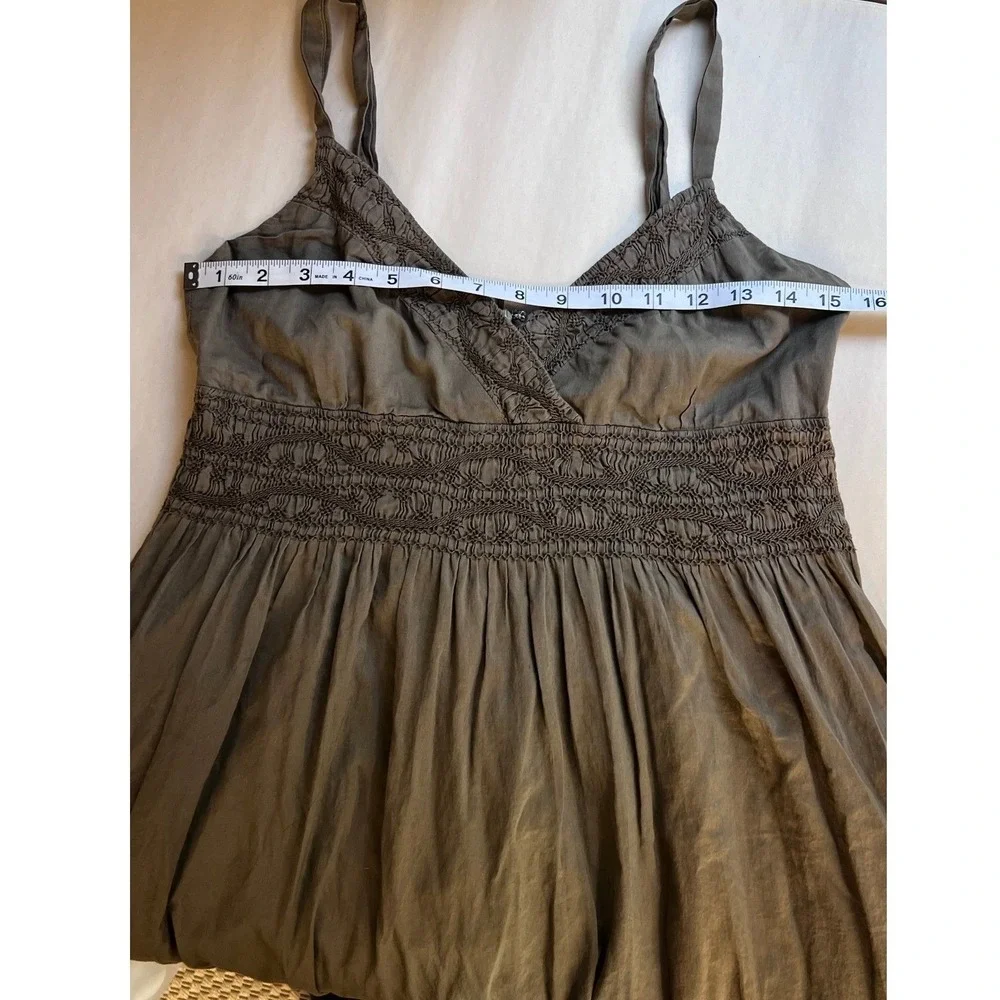 Vince Brown Embroidered Empire‎ Waist Midi Dress with Pockets Size 6